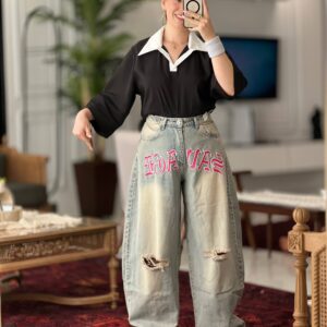 شلوار کاستوم بالونی زاپدار